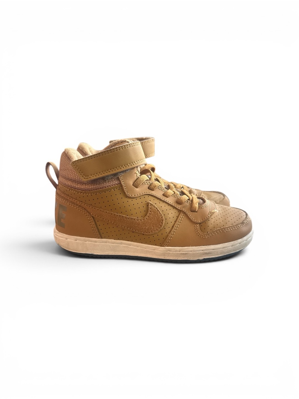 Nike Court Borough Mid PS Wheat  Shoes Sneakers Boys Sz 1Y.
